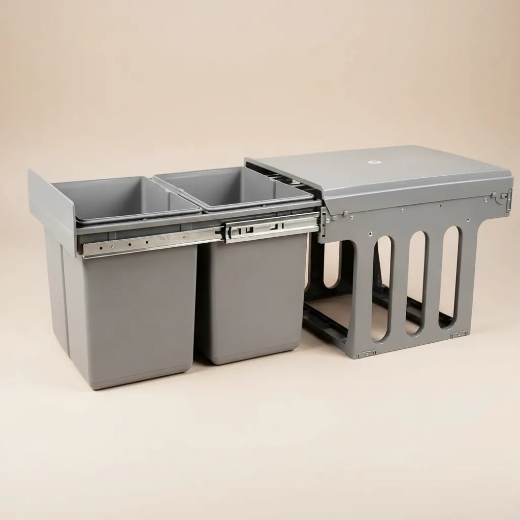 Noa Nest pull out trash bin with two compartments for easy kitchen waste sorting