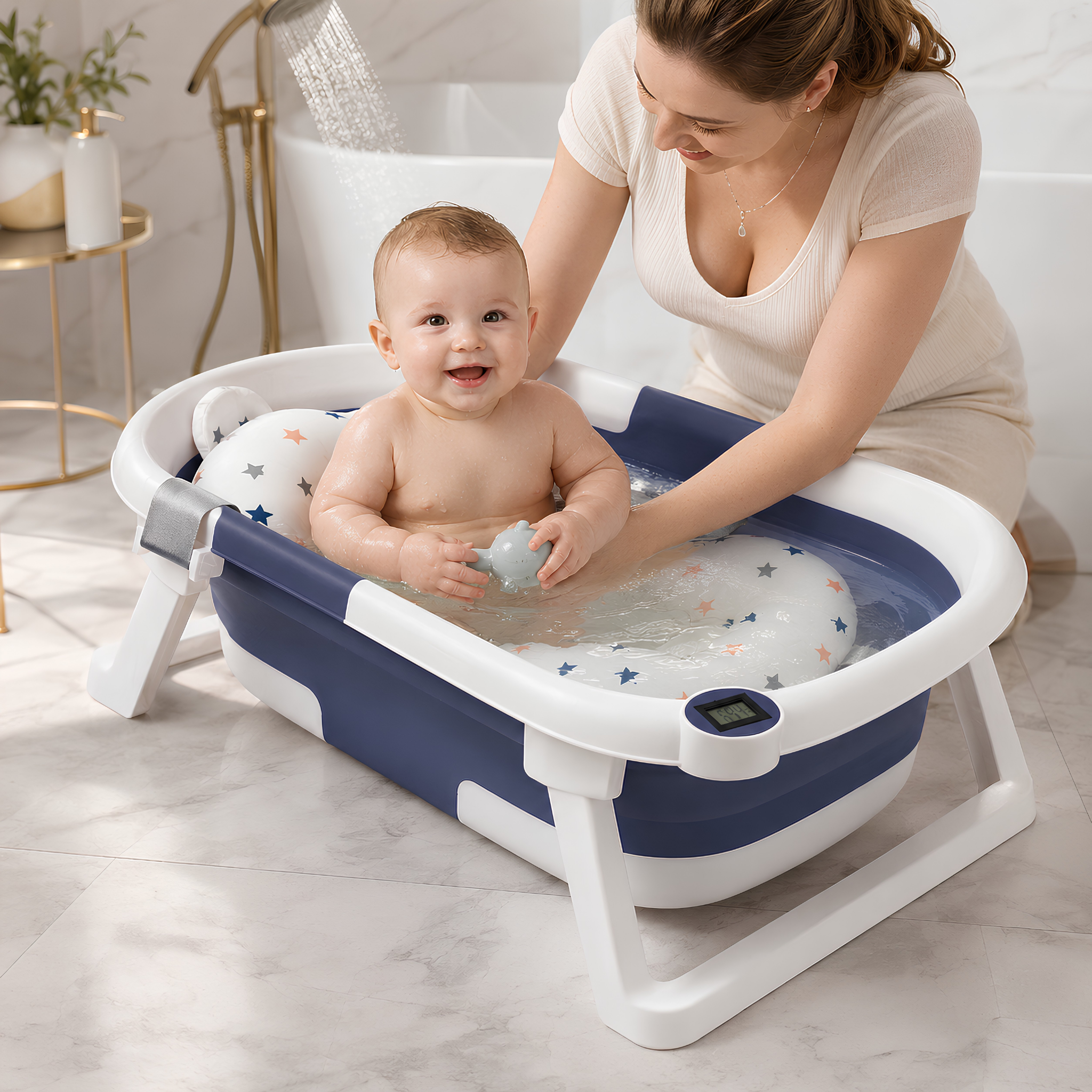 Noa Nest Foldable Baby Bath With Thermometer