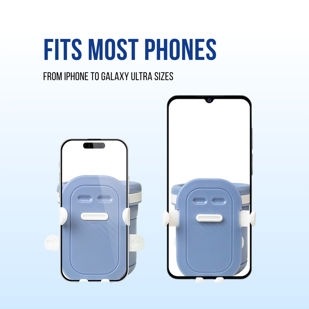 Universal phone holder for prams and strollers compatible with most smartphones including large screen devices