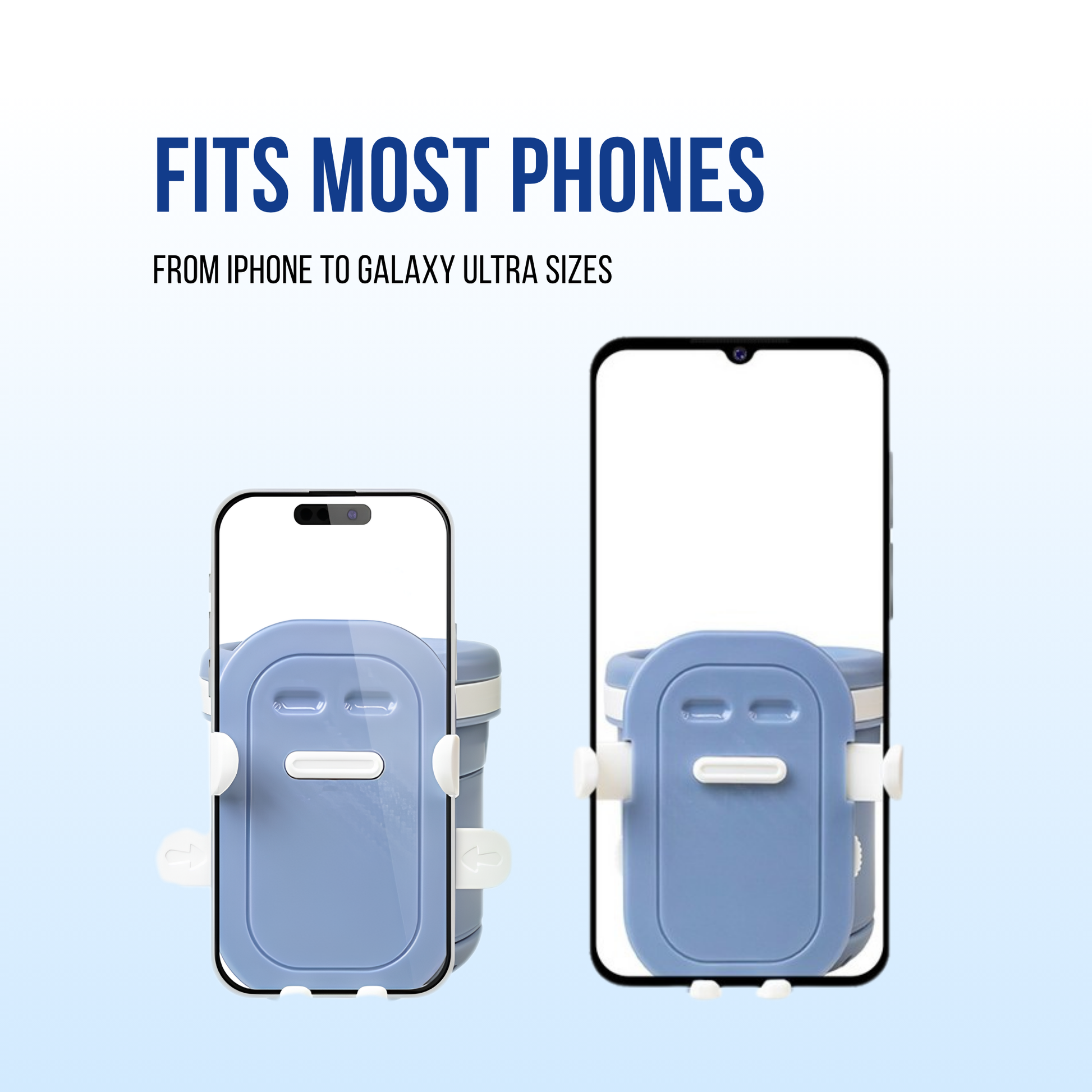Universal phone holder for prams and strollers compatible with most smartphones including large screen devices