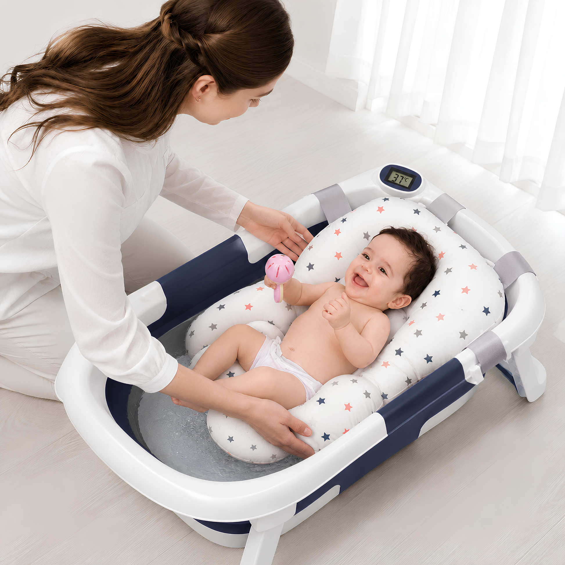 Noa Nest Foldable Baby Bath With Thermometer