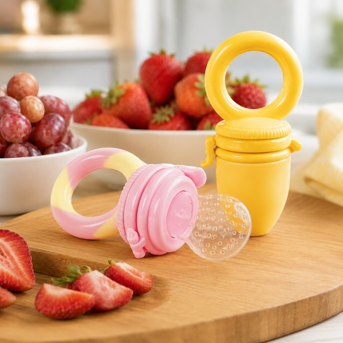 Baby Fruit Feeder & Teether Set – 2 Pack with 6 Silicone Teats