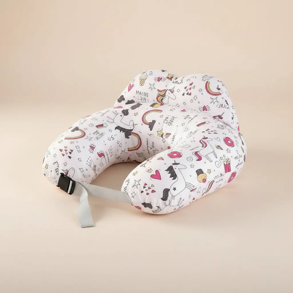 Noa Nest ergonomic feeding pillow with leaf pattern – U-shape nursing support cushion for mum and baby comfort