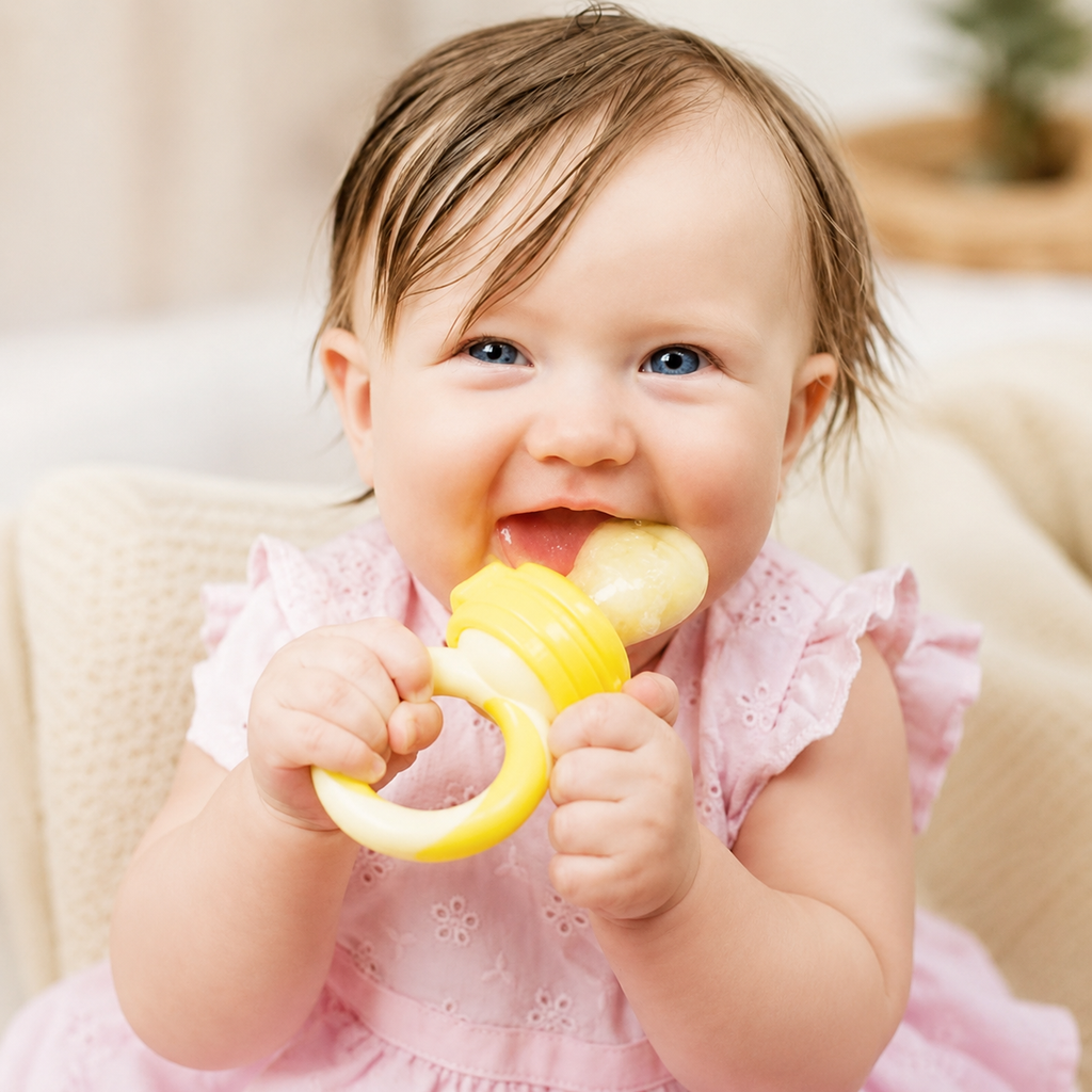 Baby Fruit Feeder & Teether Set – 2 Pack with 6 Silicone Teats