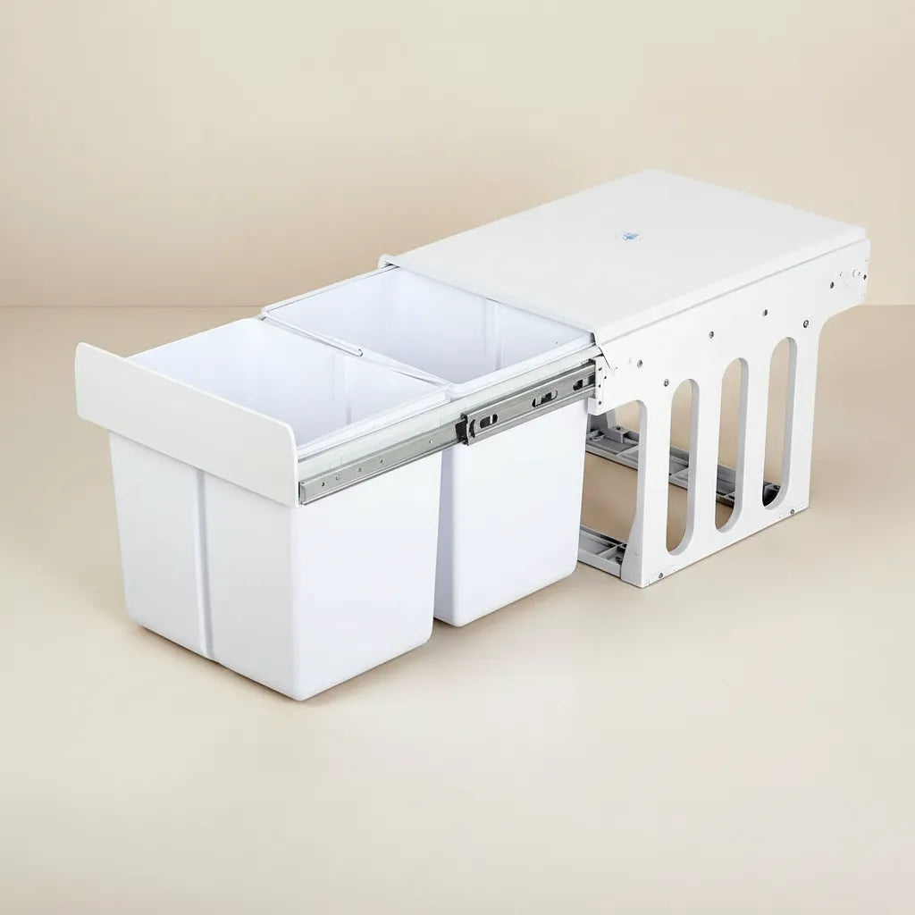 Noa Nest pull out trash bin with two compartments for easy kitchen waste sorting