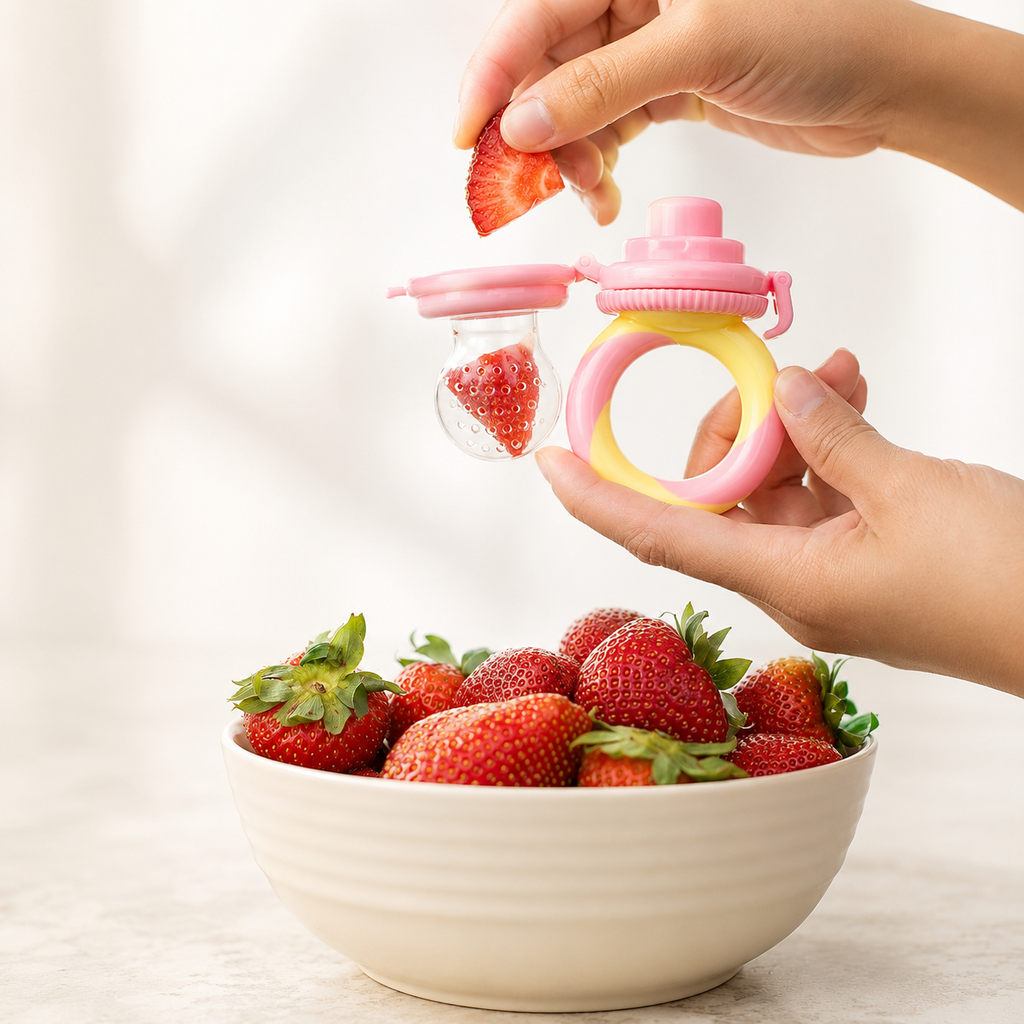 Baby Fruit Feeder & Teether Set – 2 Pack with 6 Silicone Teats