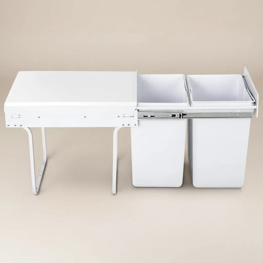 Noa Nest dual compartment pull out bin for kitchen cabinet with hidden sliding waste storage