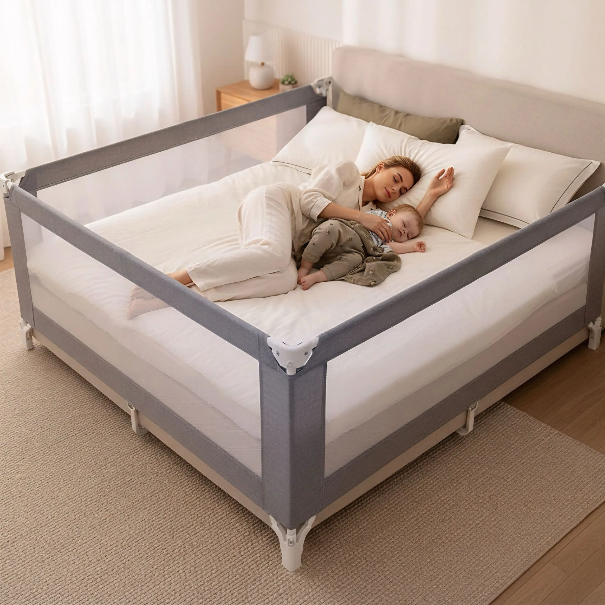 Noa Nest bedside safety rail for baby bed with secure fall protection and safe sleep support