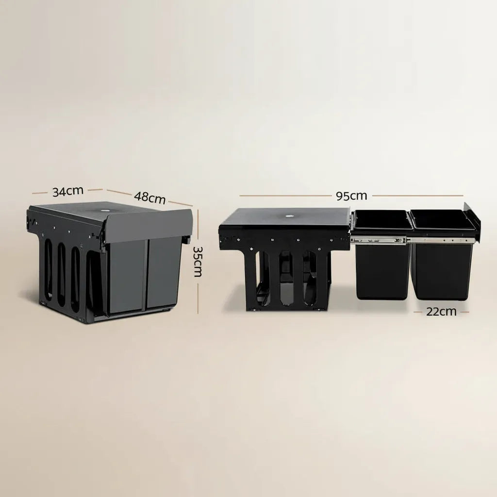 Space saving kitchen pull out waste bin Noa Nest dual removable containers