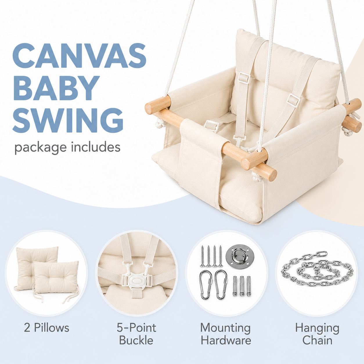 Noa Nest Canvas Baby Swing