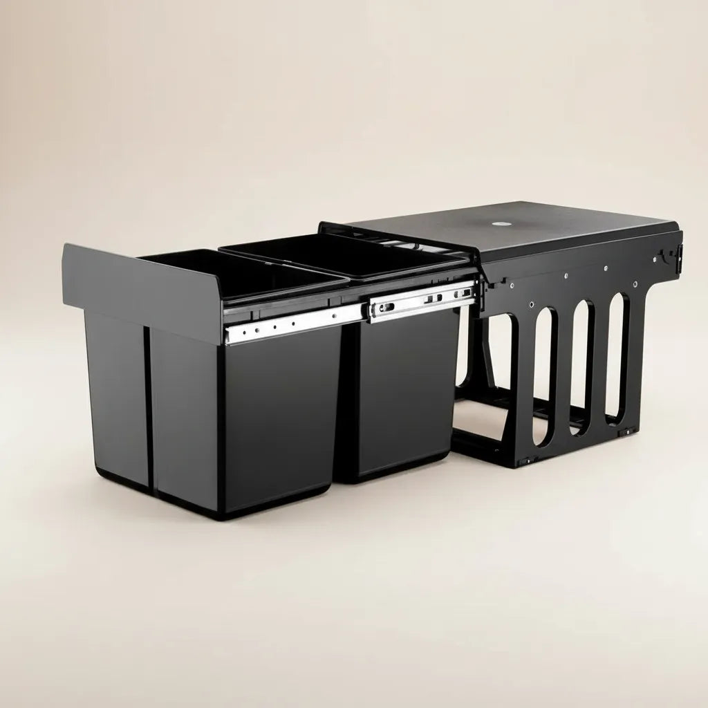 Space saving kitchen pull out waste bin Noa Nest dual removable containers