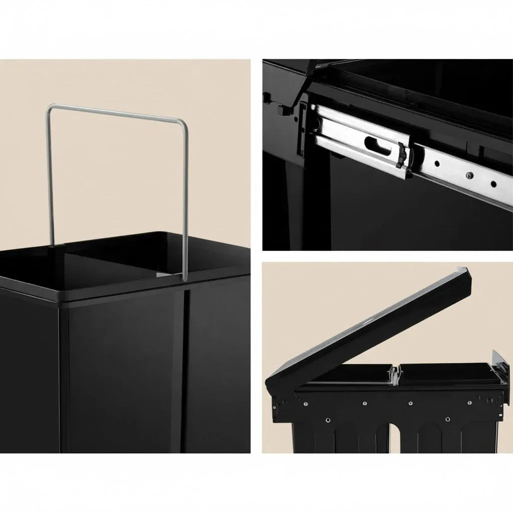 Noa Nest dual compartment pull out bin for kitchen cabinet with hidden sliding waste storage